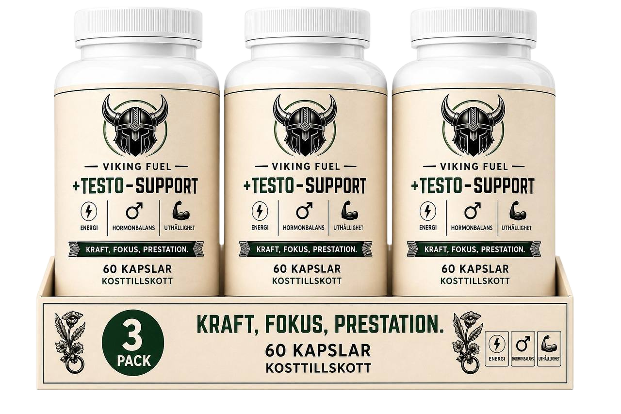 Vikingfuel - Testo-support 3-pack supplement bottle on white clean background