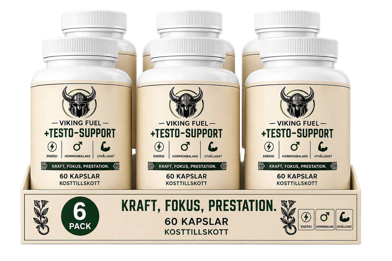 Vikingfuel - Testo-support 6-pack supplement bottle on white clean background